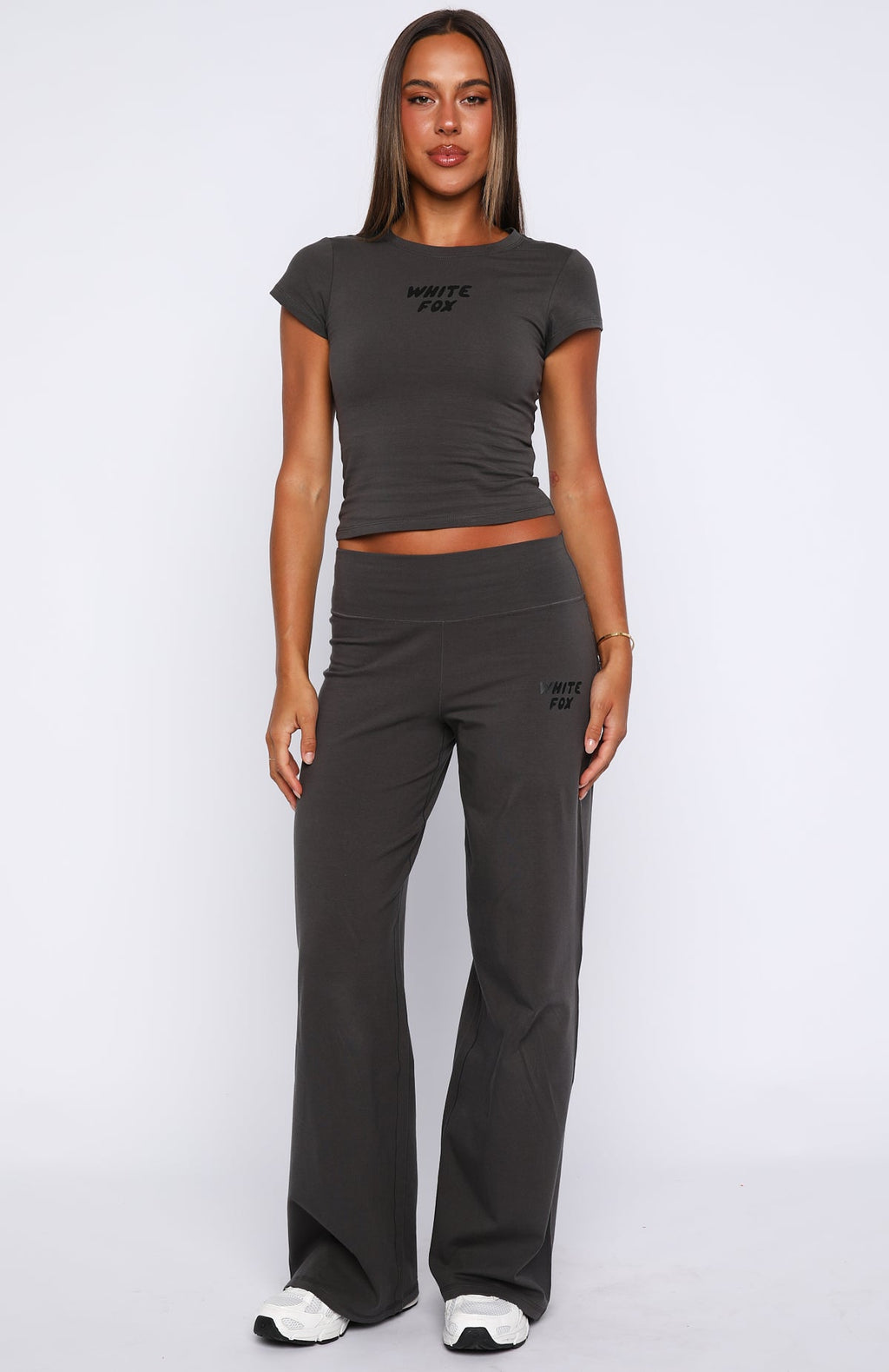 Break The Records Baby Tee Charcoal