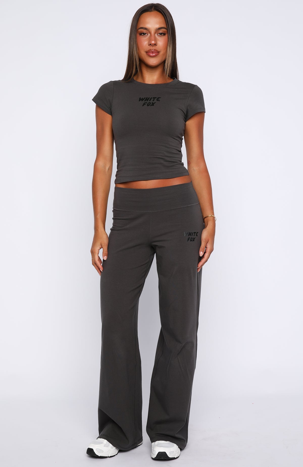 Break The Records Baby Tee Charcoal