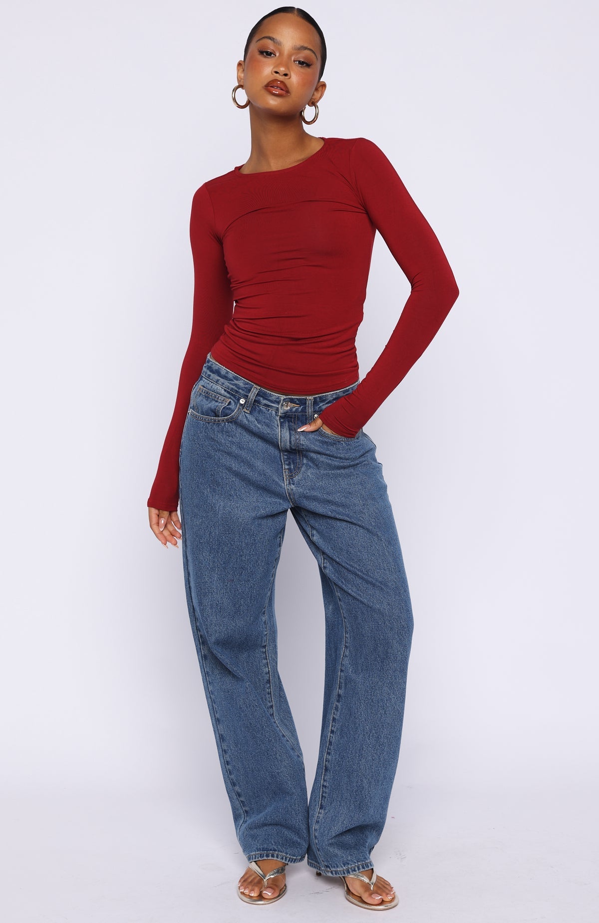 Only For Tonight Long Sleeve Top Wine