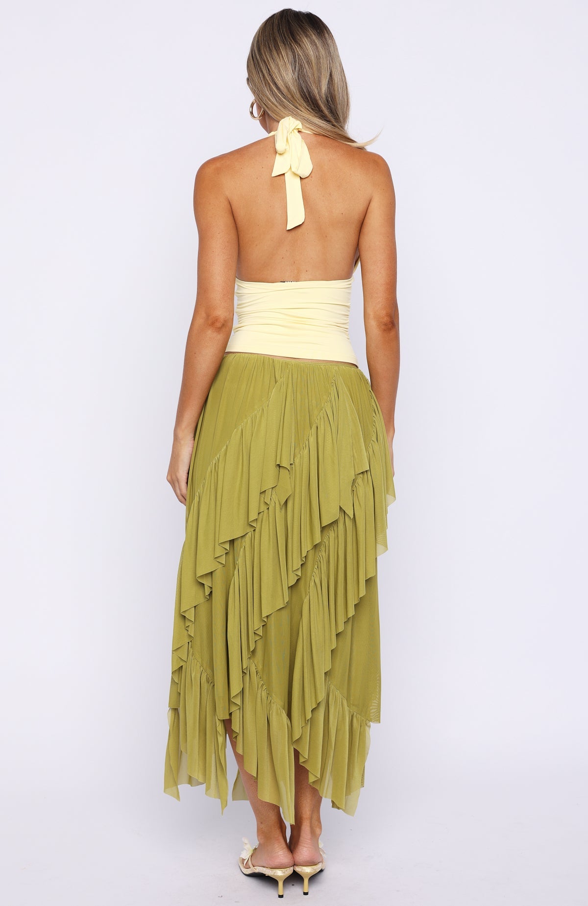 Sunset Strolls Midi Skirt Matcha